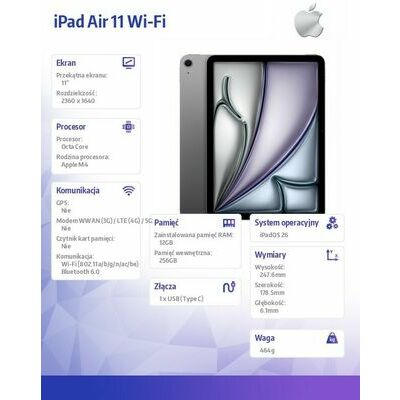 Apple iPad Air 11-inch (M4), 256 GB, Space Grey - front and back view