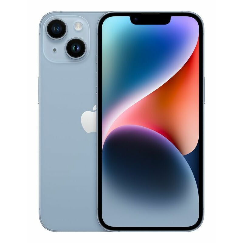 Apple iPhone 14 Plus, Blue – front and back view