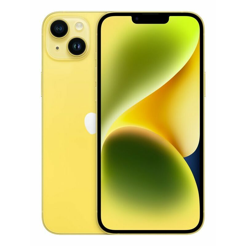 Apple iPhone 14 Plus, Yellow – front and back view