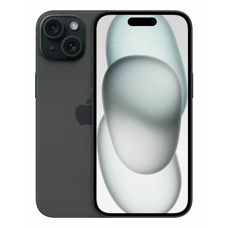 Apple iPhone 15, 128 GB, Black – front and back view