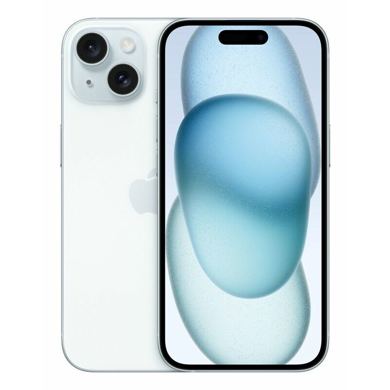 Apple iPhone 15, 128 GB, Blue – front and back view