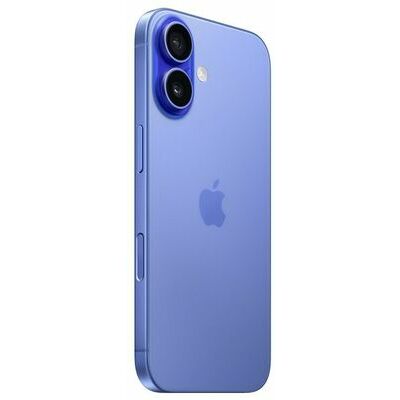 Apple iPhone 16, Ultramarine – front and back view