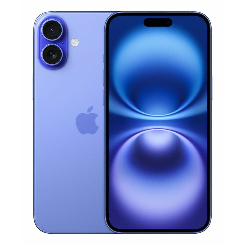 Apple iPhone 16 Plus, Blue – front and back view