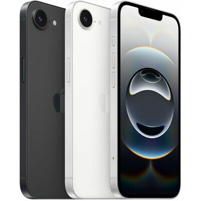 Apple iPhone 16e, 128 GB, Black – front and back view