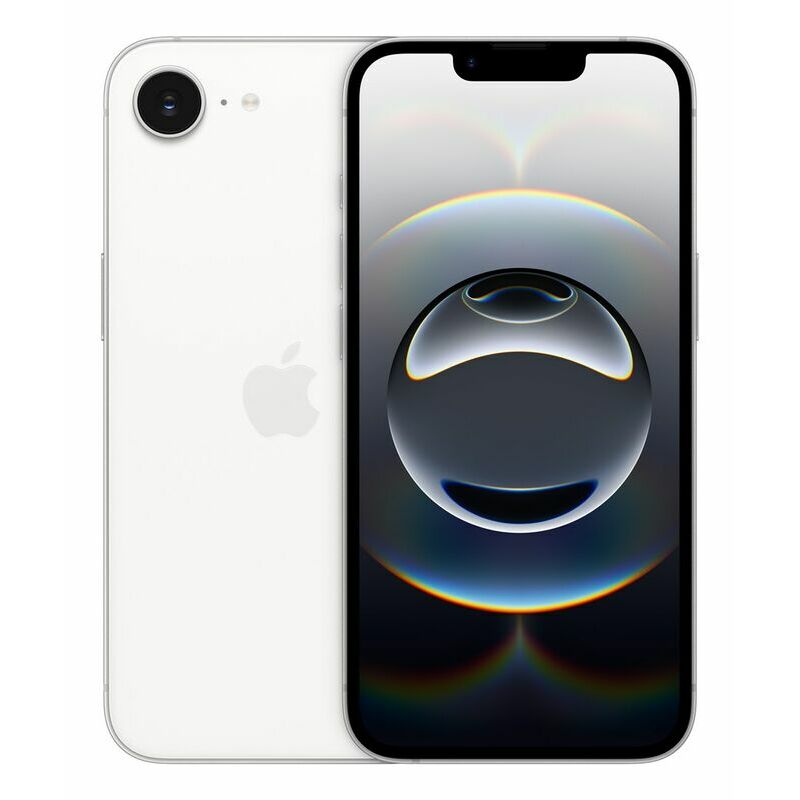 Apple iPhone 16e, 128 GB, White – front and back view