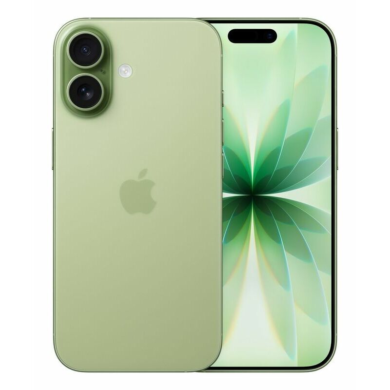 Apple iPhone 17, 256 GB, Sage – front and back view