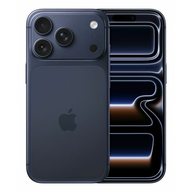Apple iPhone 17 Pro, 1 TB, Deep Blue – front and back view