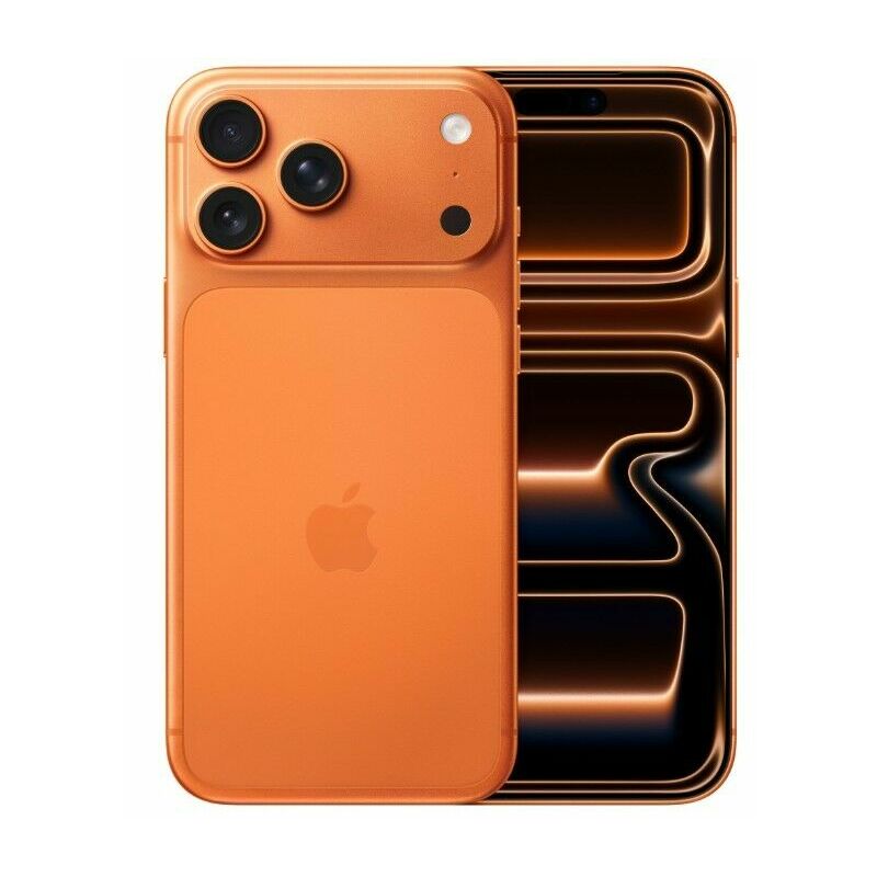 Apple iPhone 17 Pro, 1 TB, Cosmic Orange – front and back view