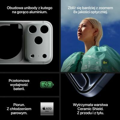 Apple iPhone 17 Pro, 1 TB, Cosmic Orange – front and back view