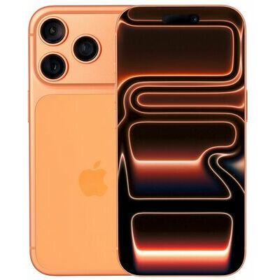 Apple iPhone 17 Pro Max, 1 TB, Cosmic Orange – front and back view