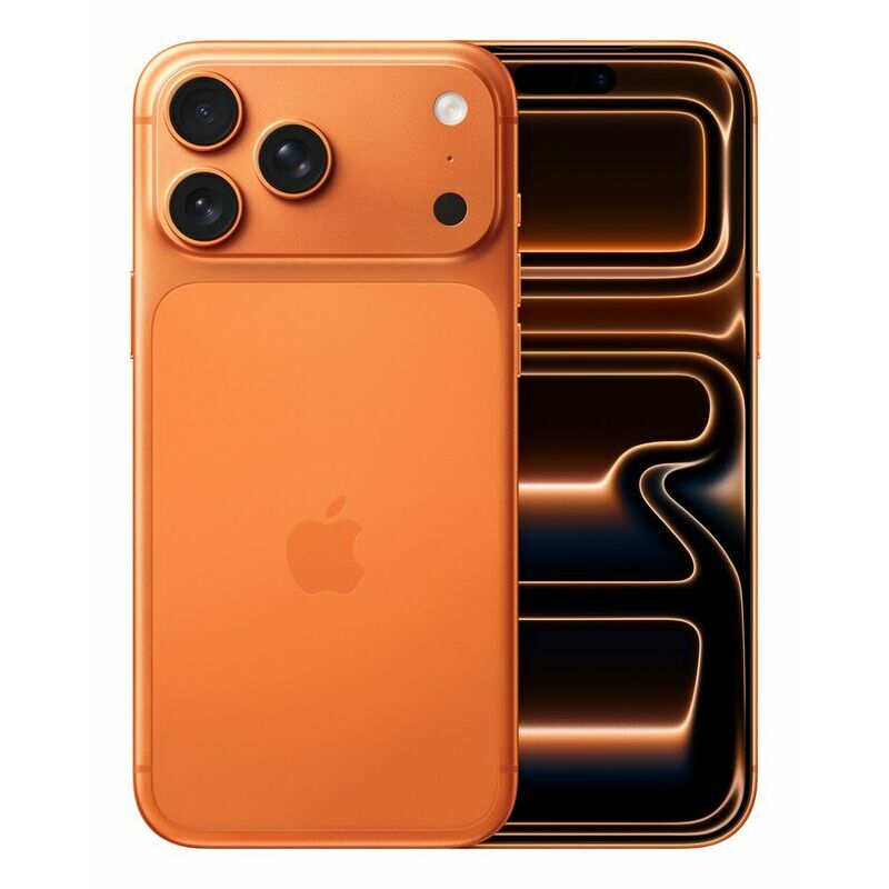 Apple iPhone 17 Pro Max, 2 TB, Cosmic Orange – front and back view