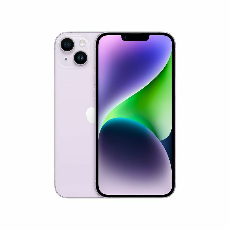 Apple iPhone 14 Plus, Purple – front and back view