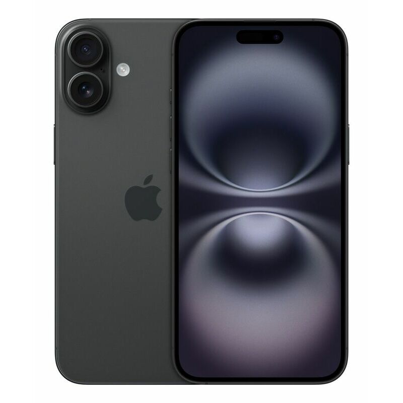 Apple iPhone 16 Plus, Black – front and back view