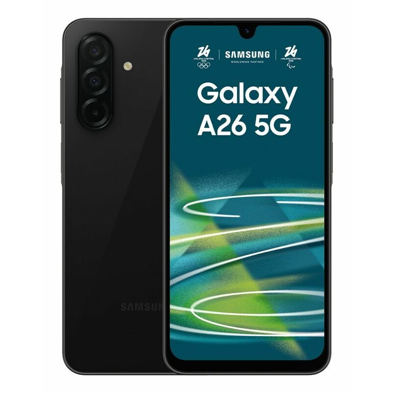 Samsung Galaxy A26 5G, Black – front and back view