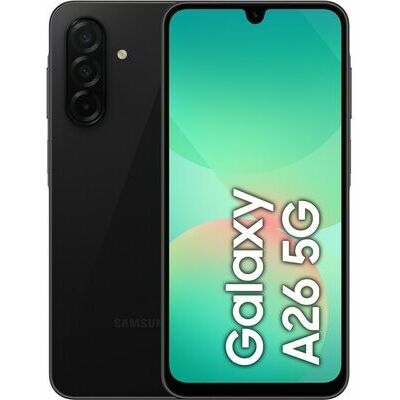 Samsung Galaxy A26 5G, Black – front and back view