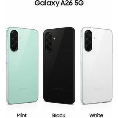 Samsung Galaxy A26 5G, Black – front and back view