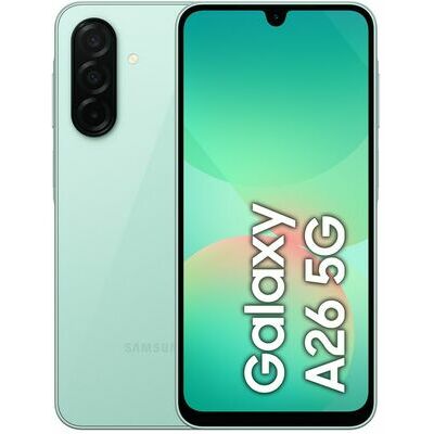 Samsung Galaxy A26 5G, Mint – front and back view