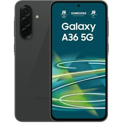 Samsung Galaxy A36 5G, 128 GB, Black – front and back view