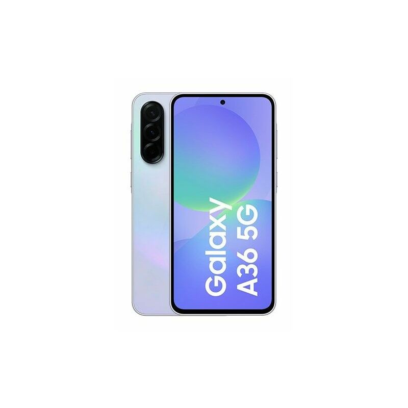 Samsung Galaxy A36 5G, 128 GB, Lavender – front and back view