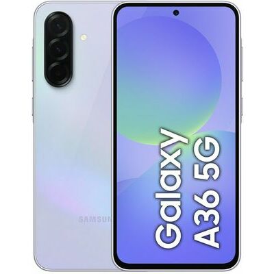 Samsung Galaxy A36 5G, 128 GB, Lavender – front and back view