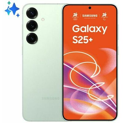 Samsung Galaxy S25+, Mint – front and back view