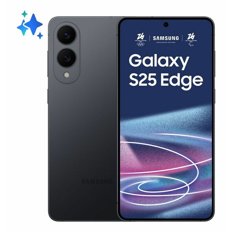 Samsung Galaxy S25 Edge, 256 GB, Black – front and back view