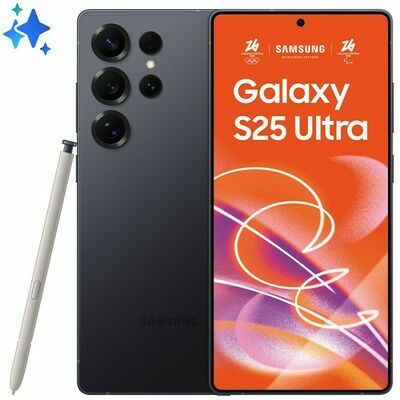 Samsung Galaxy S25 Ultra, 256 GB, Titanium Black – front and back view
