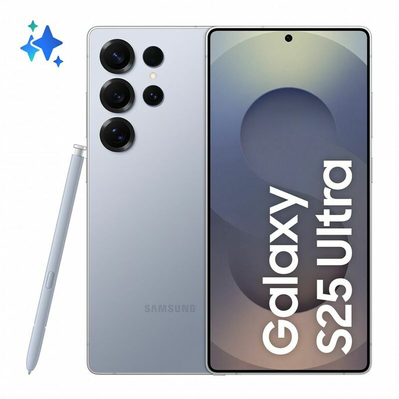 Samsung Galaxy S25 Ultra, 512 GB, Titanium Silverblue – front and back view