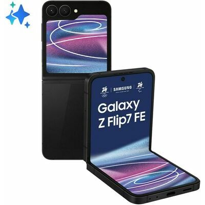Samsung Galaxy Z Flip7 FE, 128 GB, Black – front and back view