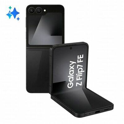 Samsung Galaxy Z Flip7 FE, 128 GB, Black – front and back view