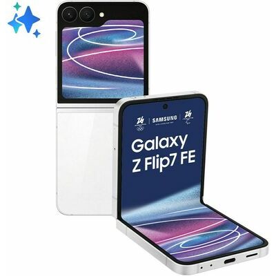 Samsung Galaxy Z Flip7 FE, 256 GB, White – front and back view